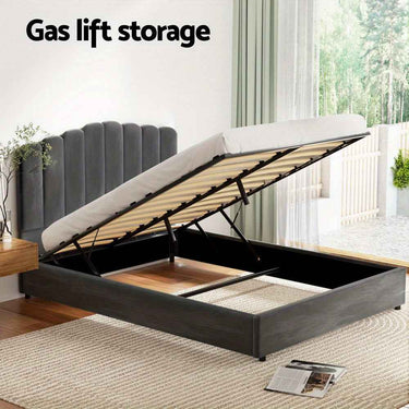 ARTISS Grey Velvet Double Bed Frame - Contemporary Hardwood Style